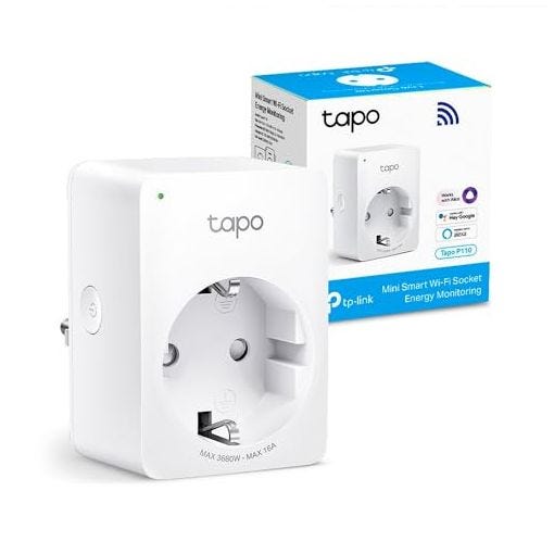 TP-Link Tapo P110 - Mini Enchufe Inteligente Wi-Fi (con Monitoreo Energético) ,Programar el Encendido/Apagado, Ahorro Energía, Compatible con Alexa y Google Home