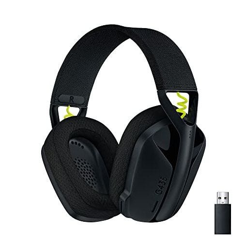 Logitech G435 Auriculares Inalámbricos LIGHTSPEED para Gaming - Ligeros, micrófono integrado, Batería de 18 horas, Compatibles con Dolby Atmos, Bluetooth, PC, PS4, PS5, Móvil - Negro