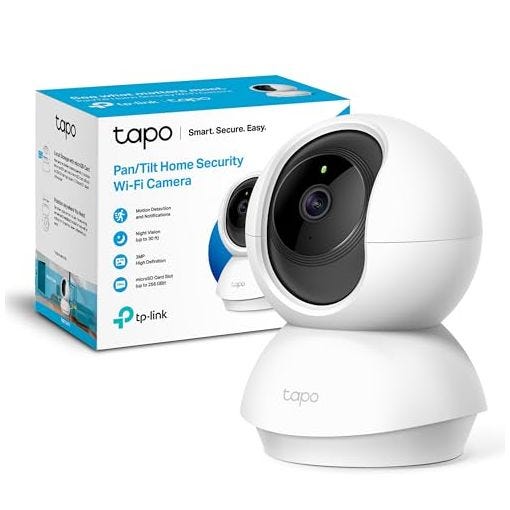 TP-Link Tapo C210 - Cámara IP WiFi 360° Cámara de Vigilancia 2K (3MP),Visión nocturna Admite tarjeta SD hasta 512 GB, Detección y seguimiento de movimiento, Control Remoto, Compatible con Alexa