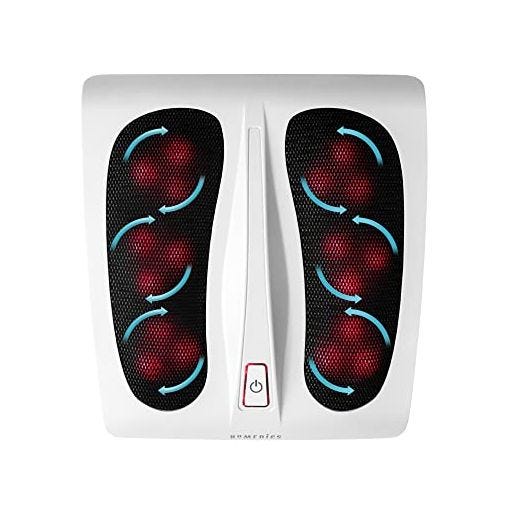 HoMedics Deluxe Shiatsu Masajeador Eléctrico para Pies con Calor – 6 Nodos Giratorios, 18 Cabezales de Masaje Plantar, Suaviza los Músculos