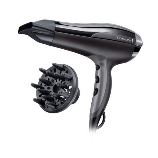 Remington Secador de Pelo Pro-Air Turbo, Iónico, Cabello Sin Encrespamiento, 2400 W, Concentrador y Difusor, 3 Temperaturas, 2 Velocidades, Función Turbo, Rejilla Trasera Desmontable, Negro, D5220