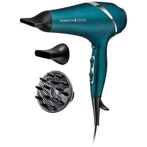 Remington Secador de Pelo Profesional Advanced Coconut Therapy, Anillo Acondicionador Coco y Filtros UV, Iónico, Motor AC, 2 Concentradores, 1 Difusor, 3 Temperaturas, 2 Velocidades, AC8648
