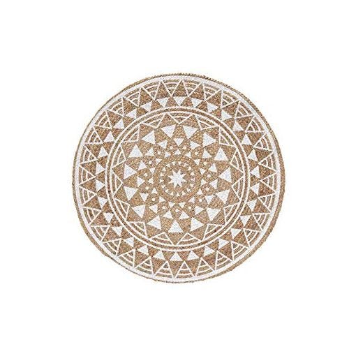 Douceur d'Intérieur Alfombra Decorativa Redonda (0) 90 cm Yute Estampado silha Blanco