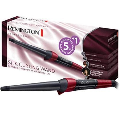 Remington Rizador de Pelo Silk, Cerámica Sedosa, Ondulador de Pelo con Barril de 13 a 25 mm, Crea Rizos Suaves y Sueltos, Temperatura hasta 220°C, Digital, Punta Fría, Calentamiento 30s, CI96W1